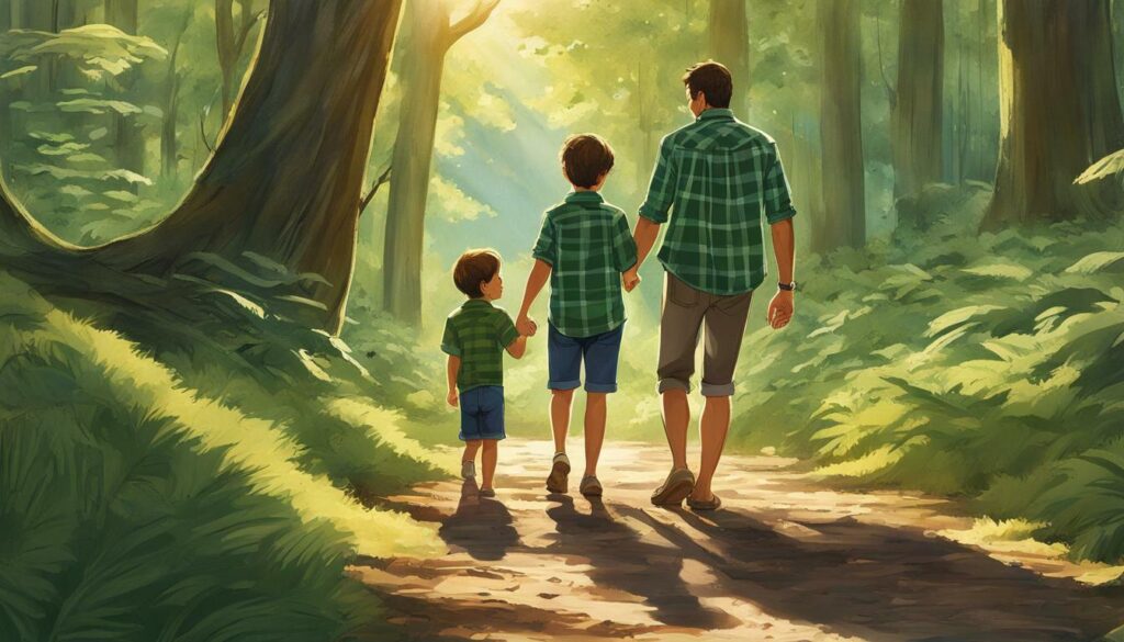 Vater und Kind im Wald