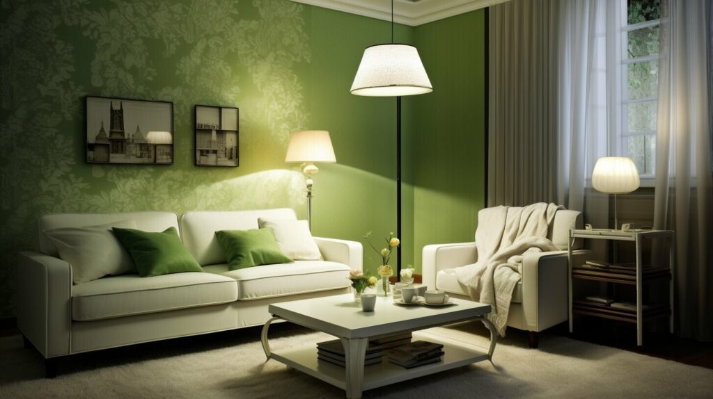 Wohnzimmer Tapete grün