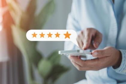 customer service satisfaction concept customers are satisfied with services fivestar business company raising their rank raising highest ratings best assessment ranking idea