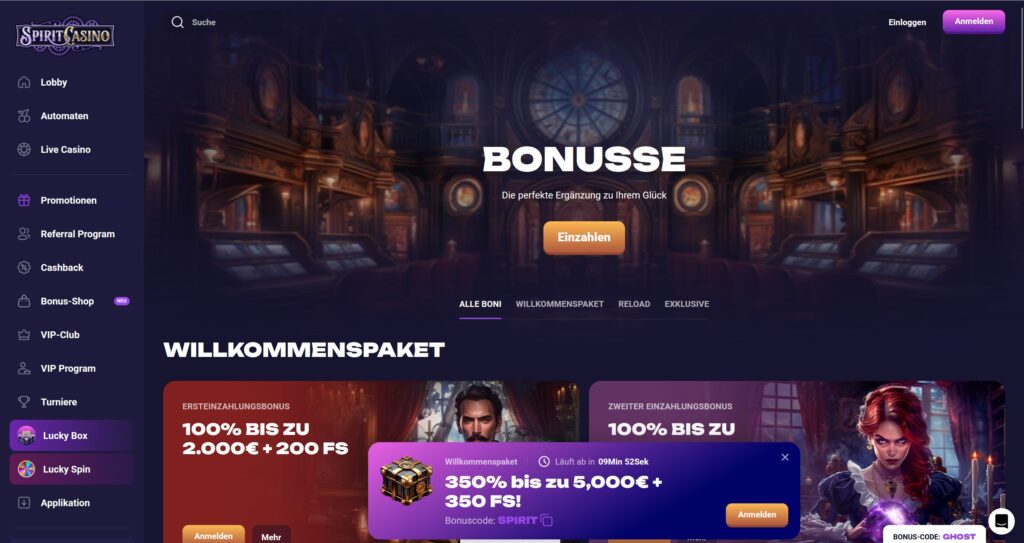 spirit casino bonusangebote