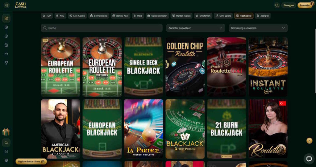 Cashlounge Tischspiele